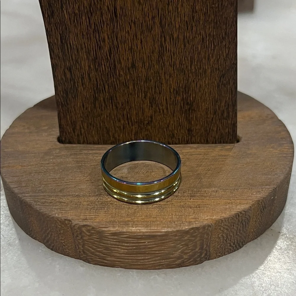 Multicolor Band Ring 6mm Laser Cut Stainless Steel Size 11